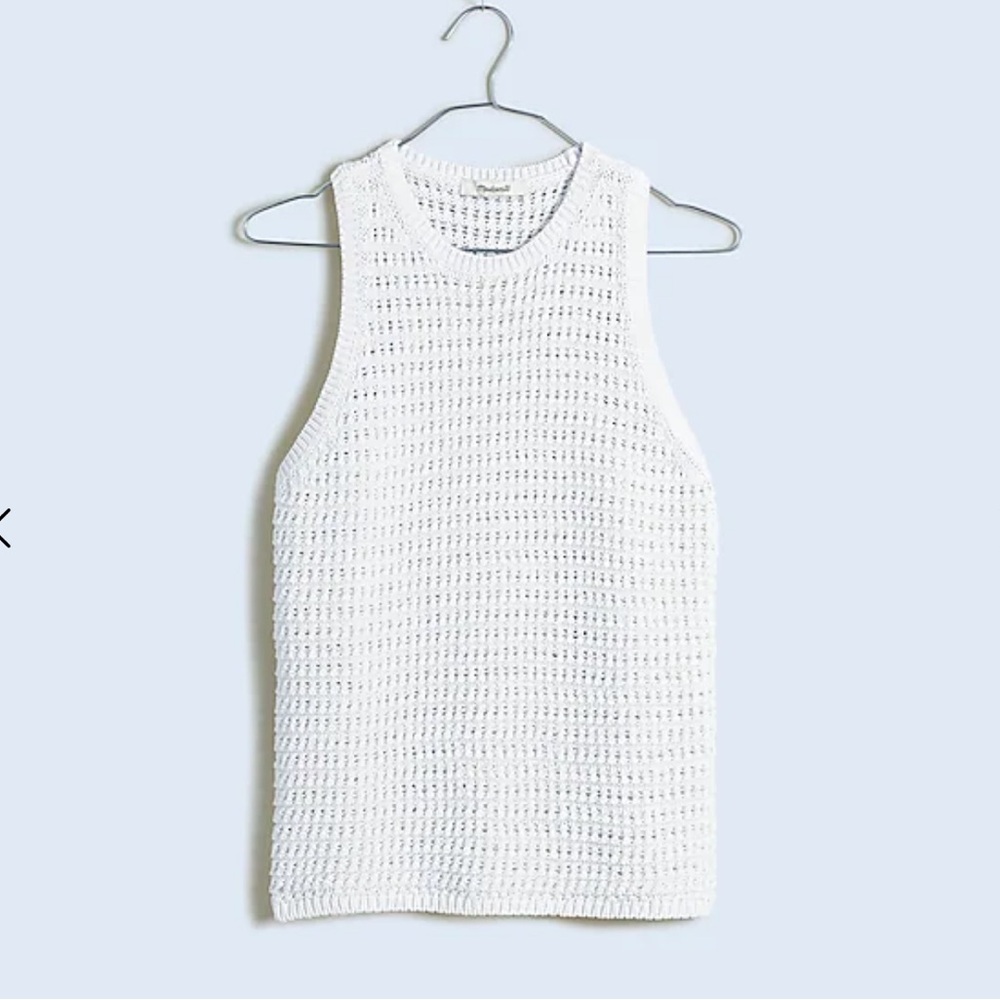 NWT Madewell Crochet-Knit Crewneck Sweater Tank ivory medium